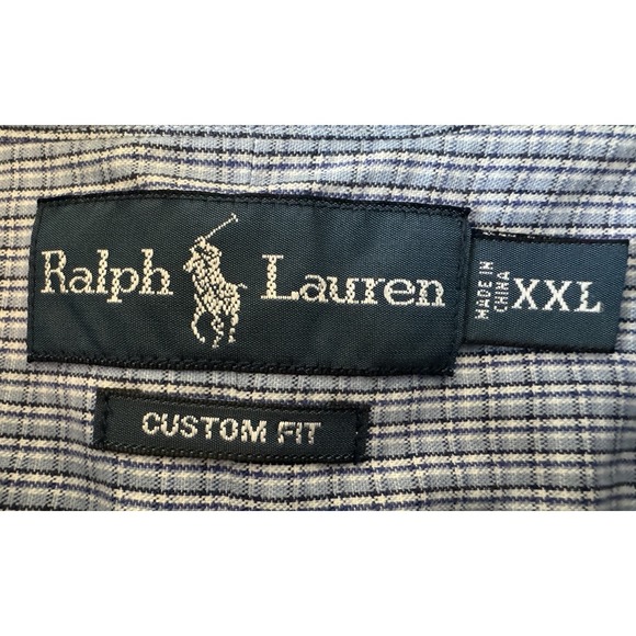 Ralph Lauren Custom Fit Mens Long Sleeve Button Down Light Blue Plaid Shirt XXL - Picture 3 of 7